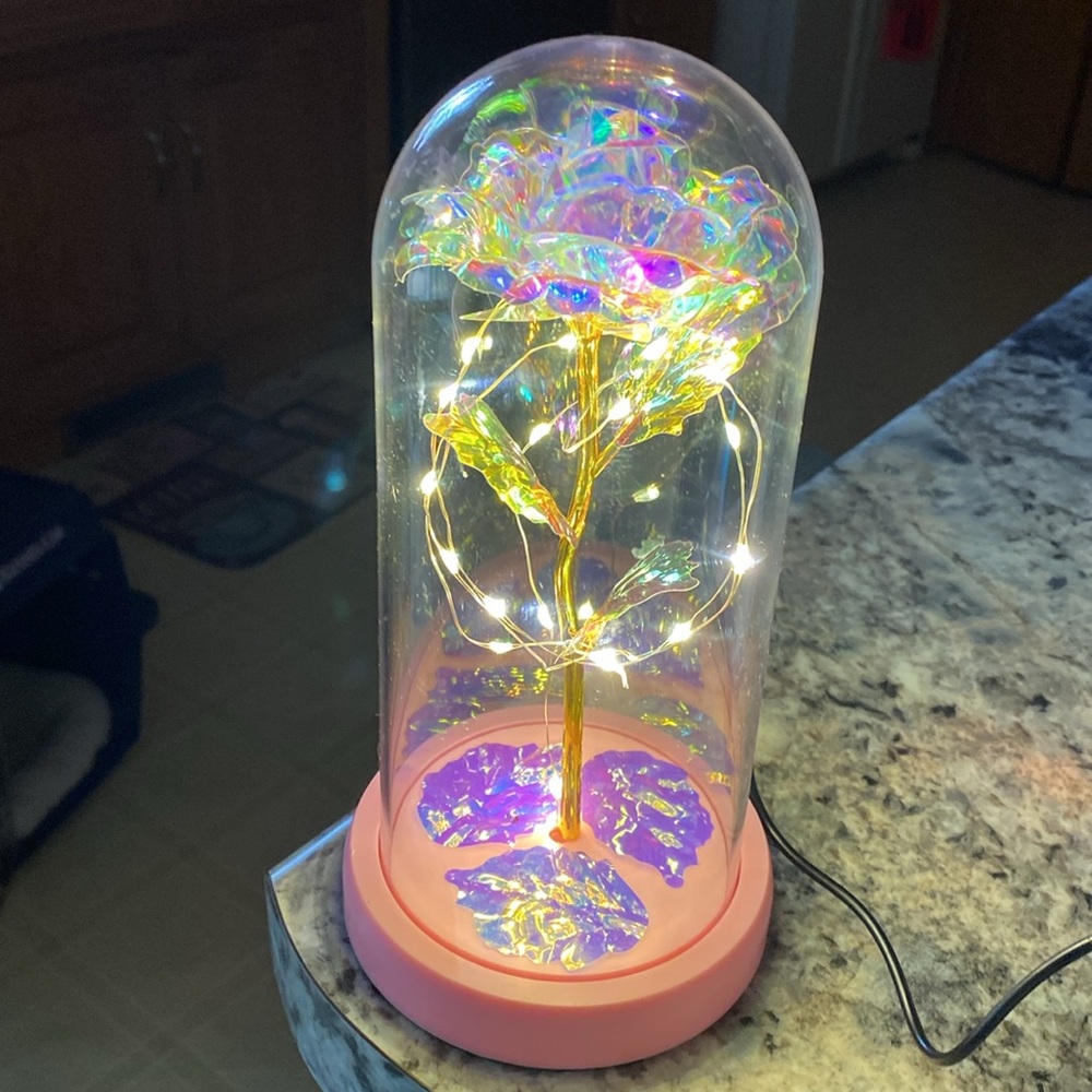 Icing Multicolor LED Rose with Pink Base - Picture 2 of 2